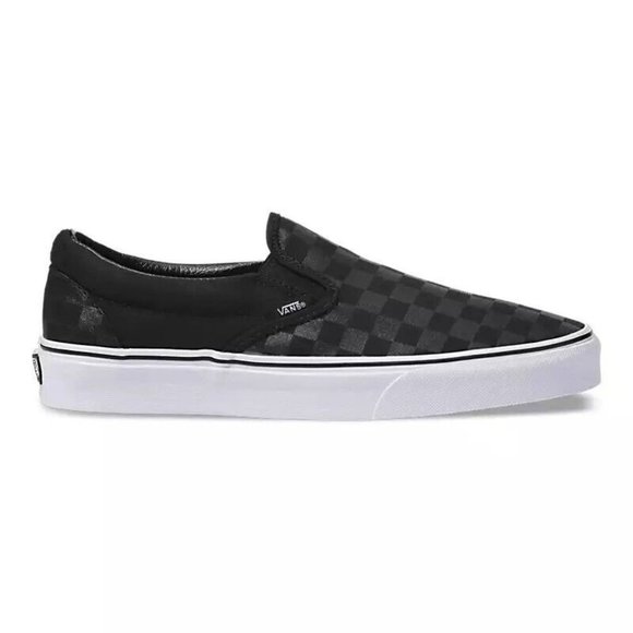 Vans Big Kid's Black Checkerboard Slip-On Sneakers Shoes Size 4 - Picture 3 of 12